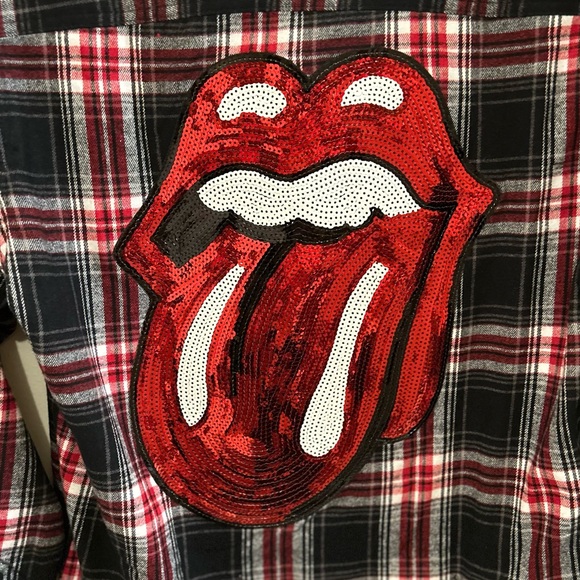 Rolling Stones Sequin
Red Lips Tongue Flannel Shirt Size Small/New Without Tags - Picture 7 of 7